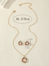 3Pcs/Set Glamorous Zinc Alloy Rhinestone Flower Decor Jewelry Set for Women for Daily Decoration