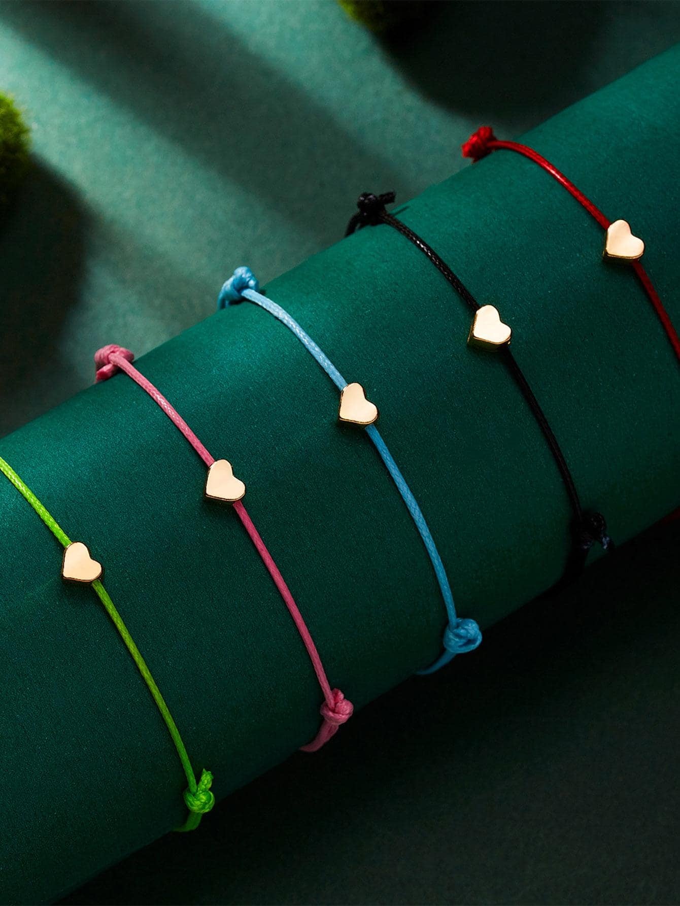 5Pcs/Set Fashionable Braided Detail Heart Decor Bracelet for Women for Daily Decoration