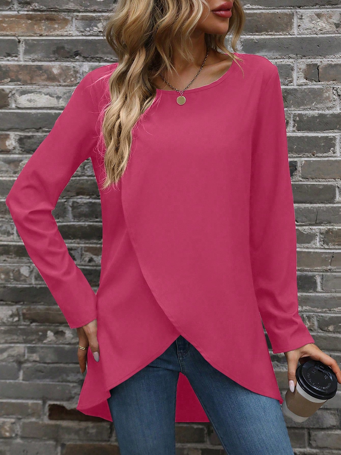Solid Tulip Hem Blouse