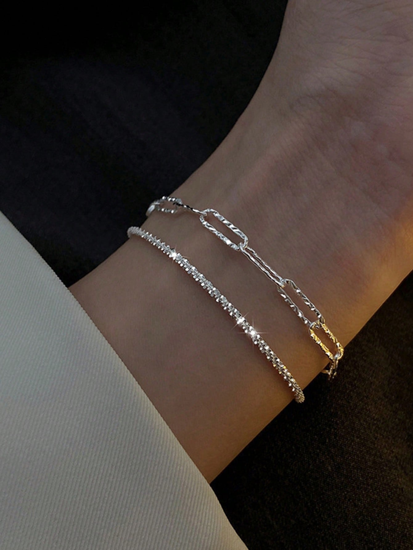 2Pcs/Set Minimalist Chain Bracelet