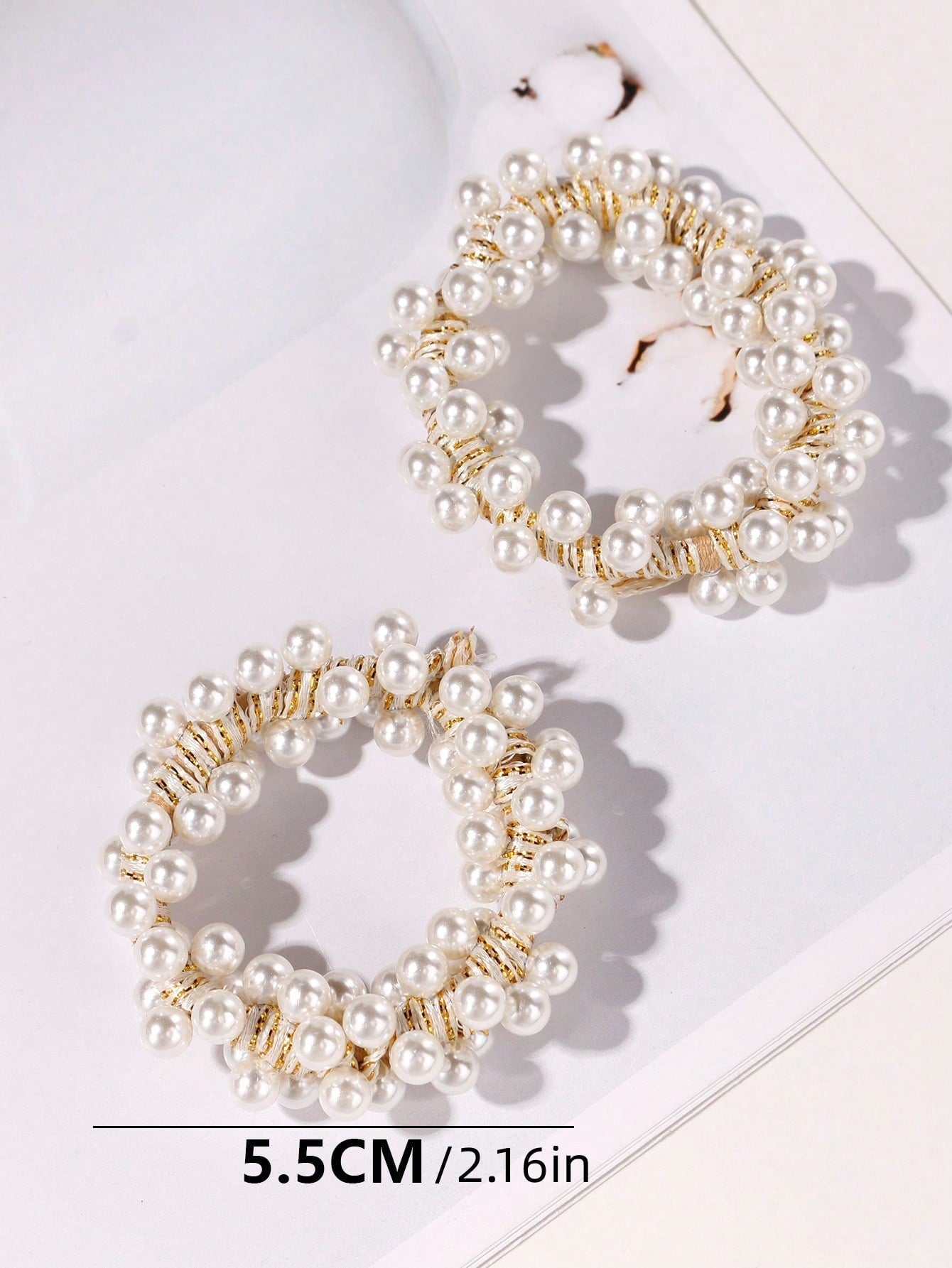 2Pcs Faux Pearl Decor Hair Tie