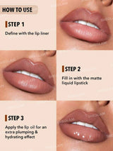 SHEGLAM Soft 90'S Glam Lip Liner and Lip Duo Set-Moody Taupe Lip Set 3-In-1 Lip Makeup Plumping Lip Gloss Moisturizing Plant Extracts Long Lasting Liquid Lipstick Lip Makeup Black Friday Winter Brown Liquid Lipstick