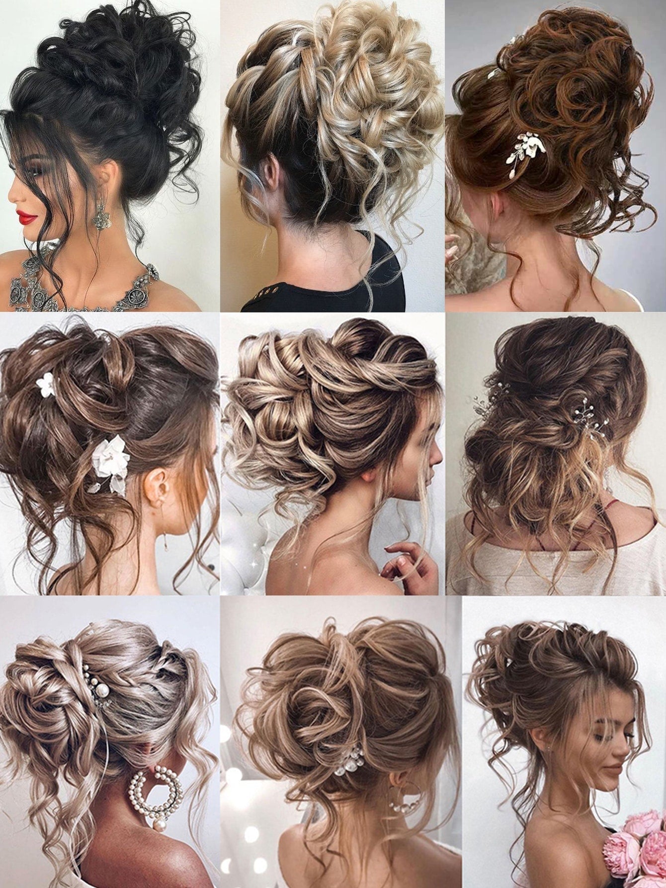 Synthetic Messy Curly Claw Hair Bun Chignon Hair Extensions Scrunchy Fake False Black Hair with Tail for Women Hairpieces