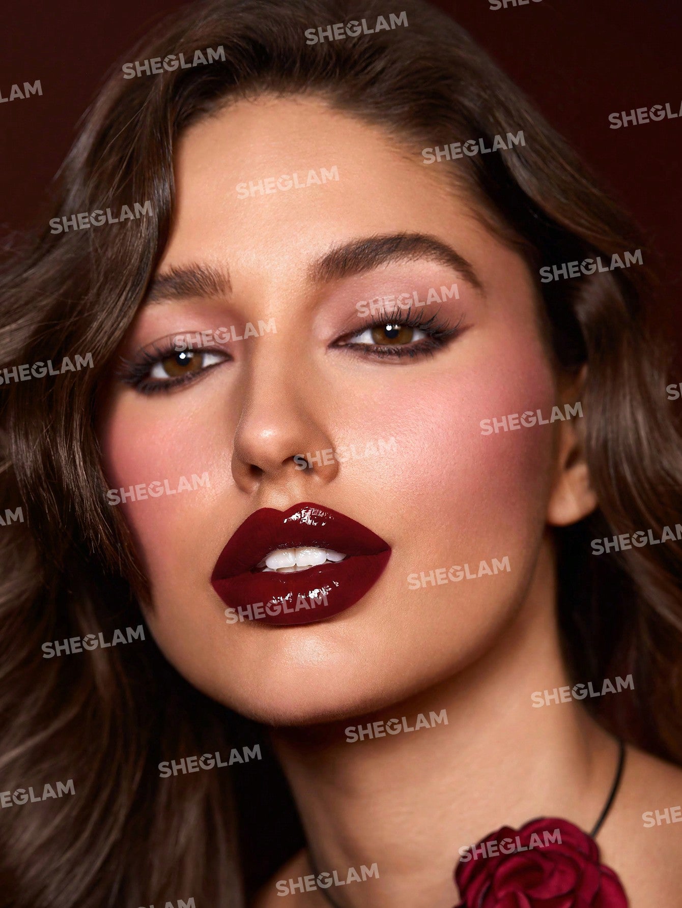 SHEGLAM Ember Rose Immortal Love Nourishing Lip Gloss-Everlasting Valentines Gift Red Liquid Lipstick High Shine Finish Ultra Moisturizing Lip Glaze Luminous Shine Non-Sticky Li Makeup