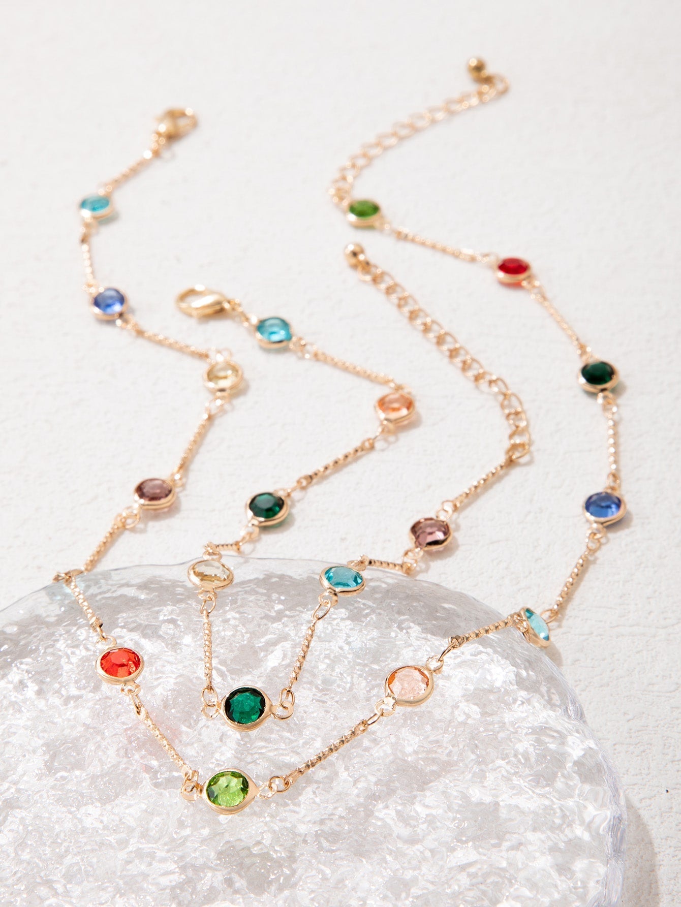 Rhinestone Decor Necklace & Bracelet