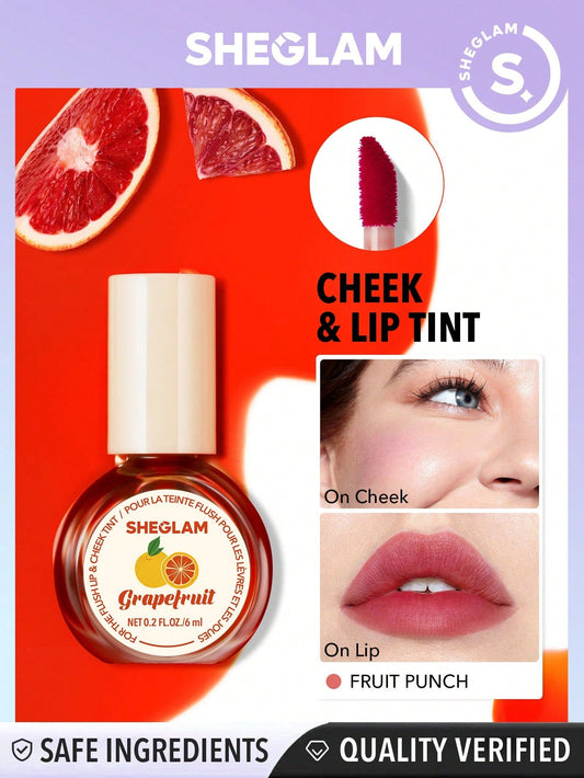 SHEGLAM for the Flush Lip & Cheek Tint-Fruit Punch Long-Lasting Matte Finish Lip Tint Easy-To-Use Lightweight Blush Moisturizing Lip Stain Liquid Lipstick Pink Liquid Lipstick