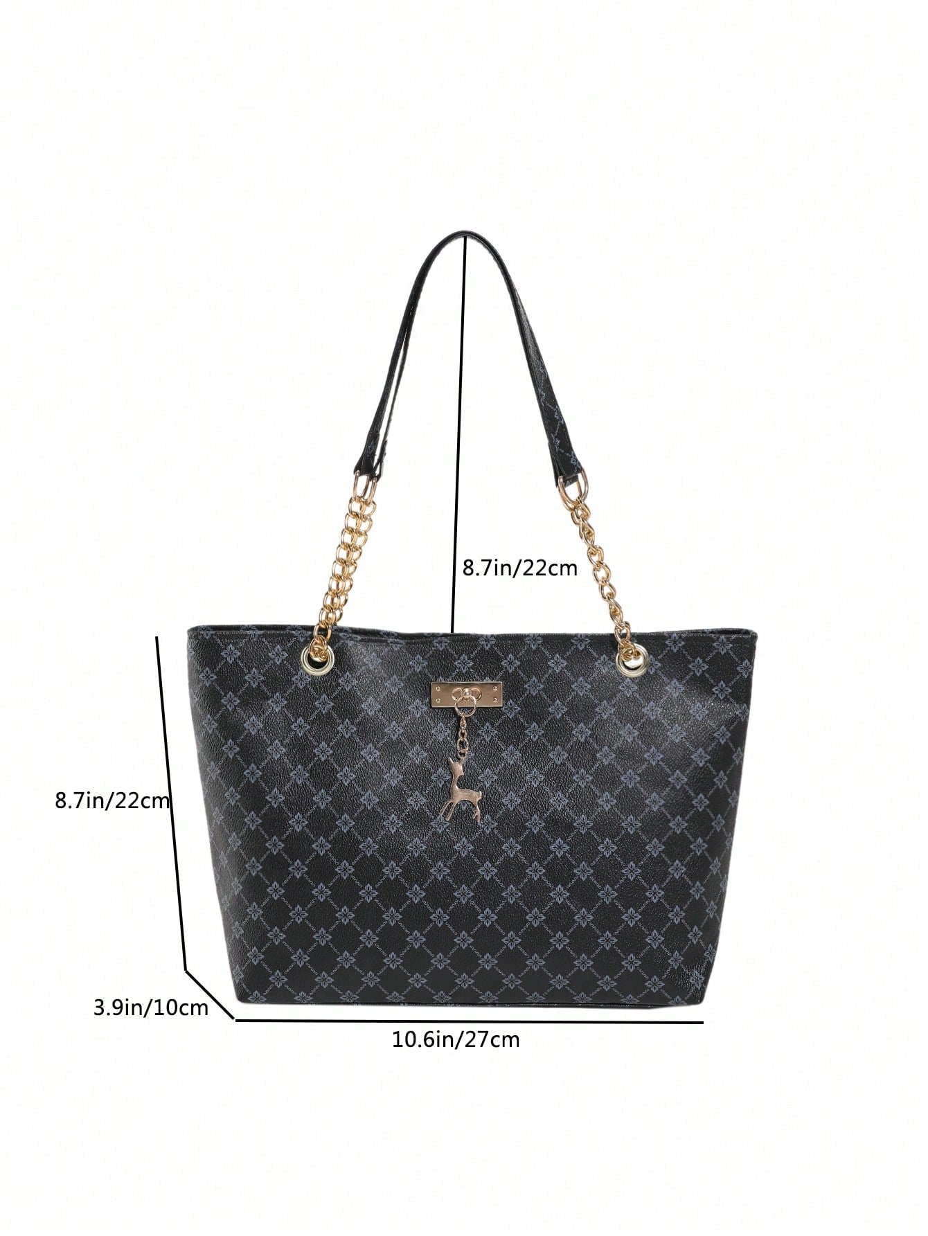 Large Capacity Casual & Fashionable Tote Bag with Allover Deer Print and Elegant Design for Students & Academia