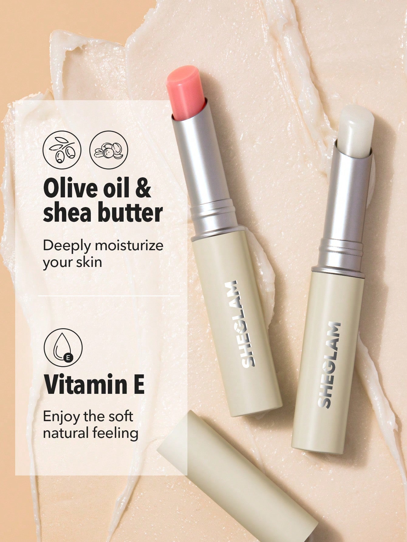 SHEGLAM Plushy Lip Balm-02 Pink Natural Gloss Hydrating Tinted Lip Care Olive Oil Shea Butter Lip Makeup Black Friday Winter Lip Care