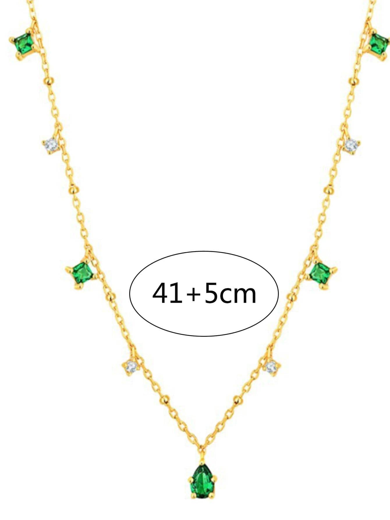 Cubic Zirconia Water-Drop Charm Necklace