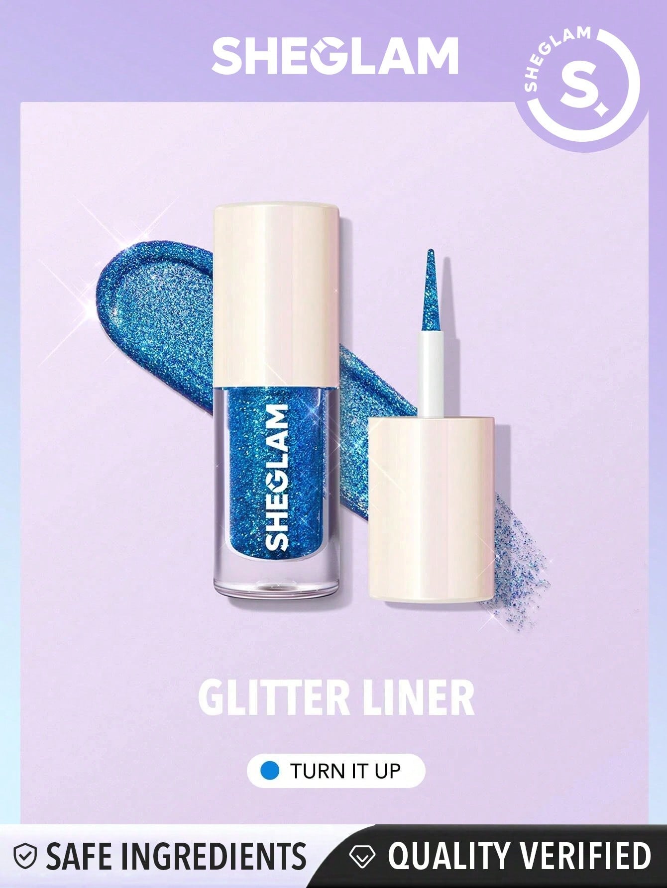 SHEGLAM Insta-Party Glitter Liner-Turn It up Liquid Eyeshadow Gel Blue High Shine Long Lasting Highly Pigmented Long Wear Liquid Liner Black Friday Sale Gift Y2K Blue Eyeshadow