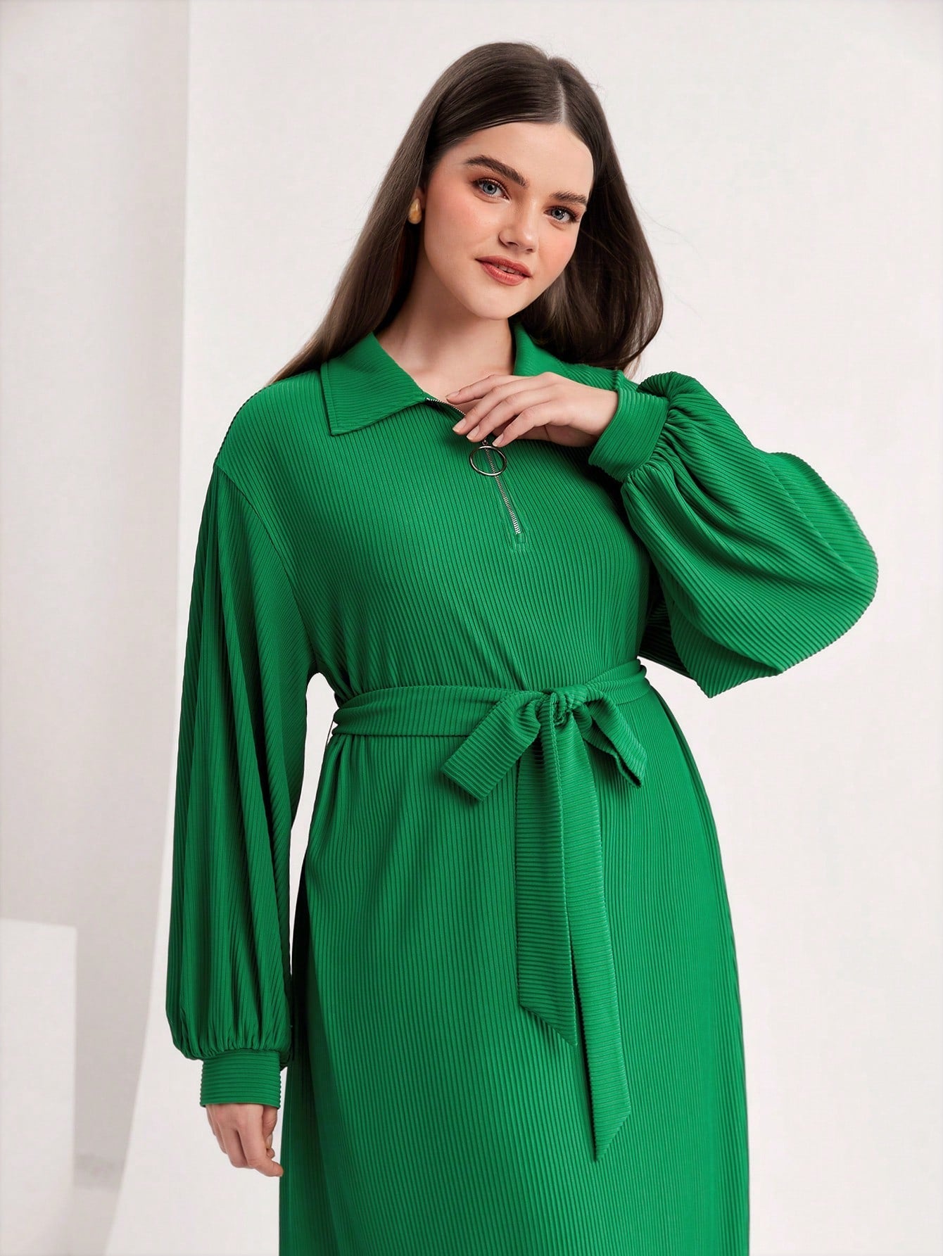 SHEIN Mulvari plus Drop Shoulder Belted Dress