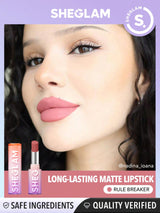 SHEGLAM Dynamatte Boom Long Lasting Matte Lipstick-Rule Breaker 20 Colors Creamy Matte Waterproof Lipstick Amazing Non-Stick Cup Transfer-Proof Lipstick Black Friday Sale Gift Pink Lipstick