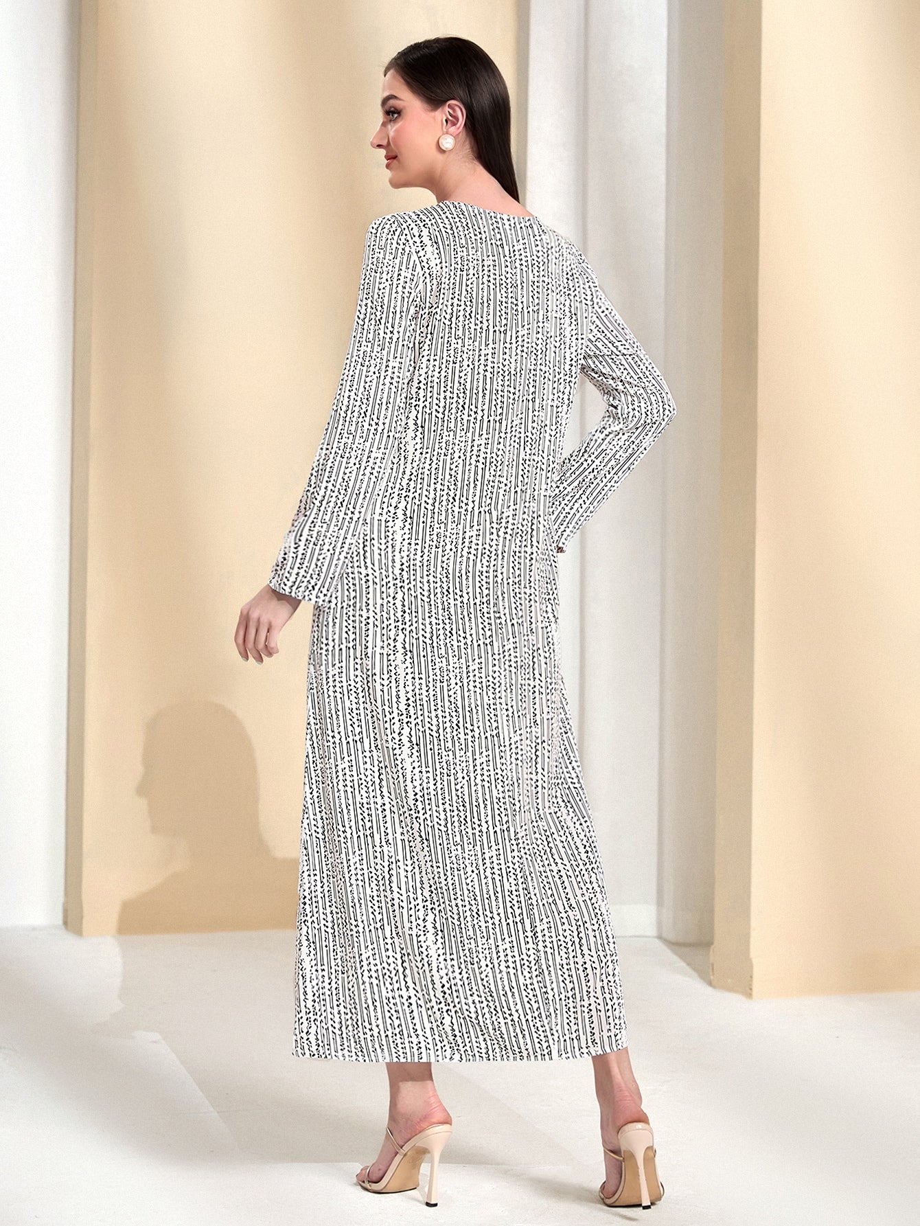 SHEIN Najma Striped Notched Neckline Hidden Pocket Dress