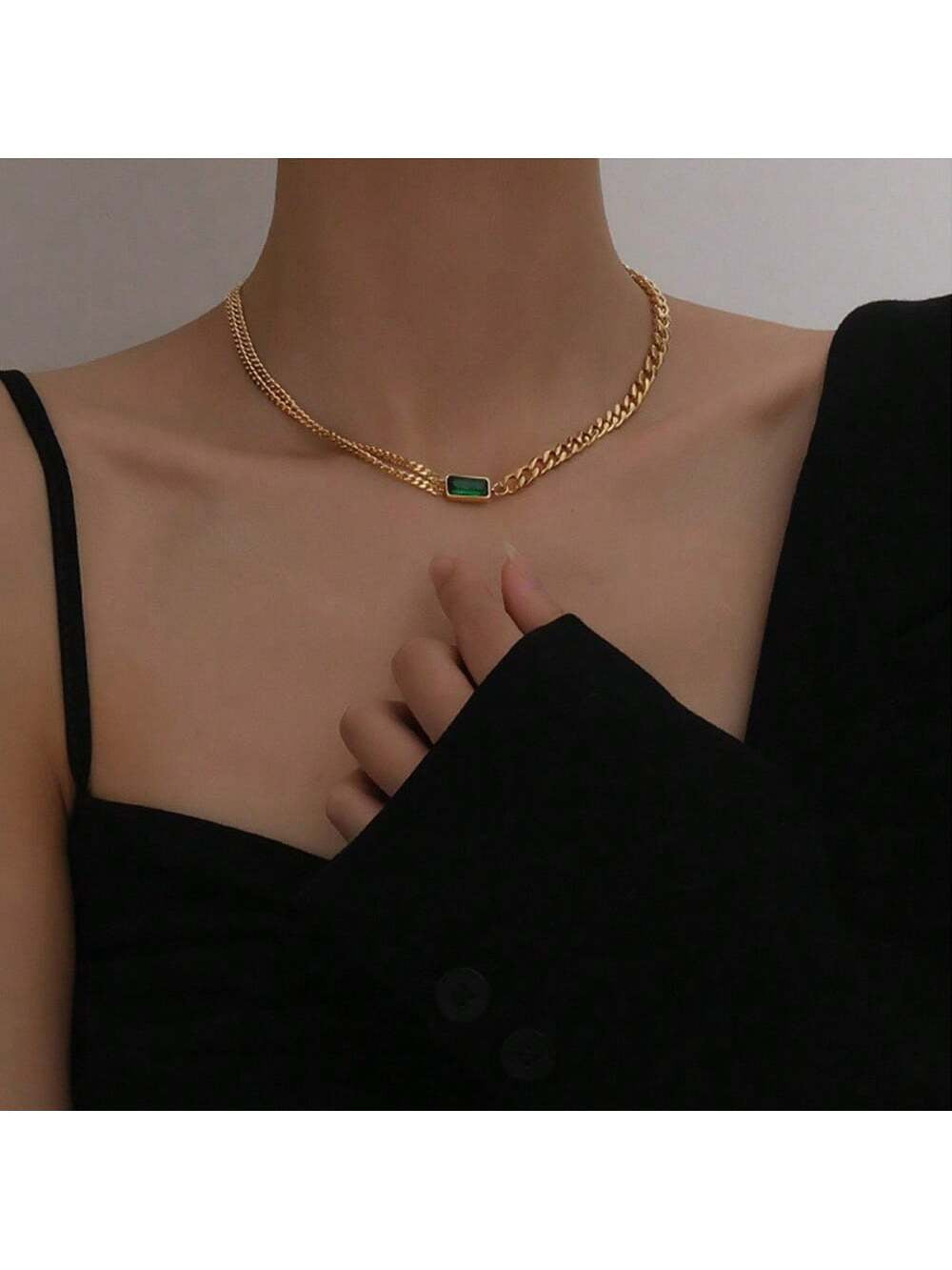 4Pcs/Set Women'S Exquisite Double Layered Necklace, Bracelet, Earrings Set