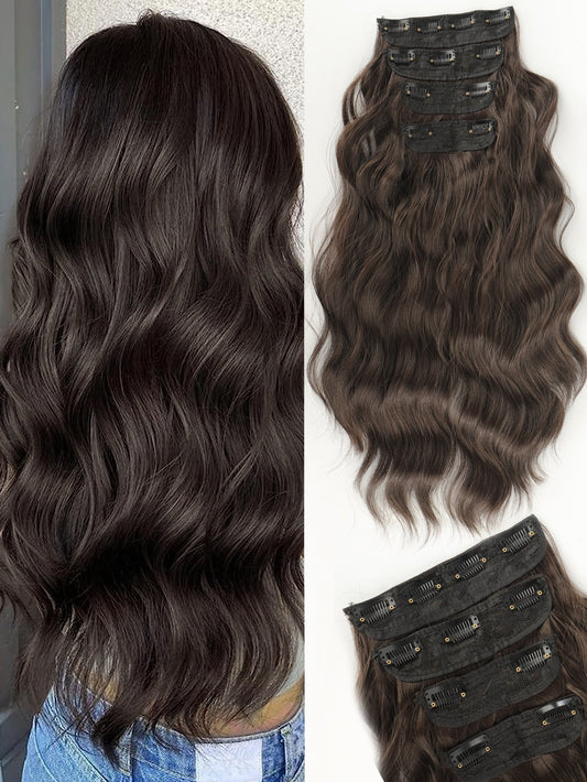 4Pcs Clip in Water Ripple Synthetic Hair Extension