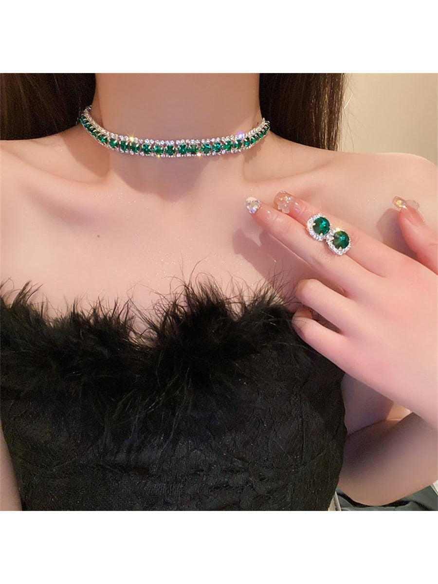 3Pcs/Set Rhinestone Decor Jewelry Set