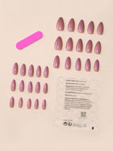 30Pcs Sweet Style Long Pointed Purple Laser Sequins False Nails with 1Pc Nail File and 1Pc Jelly Glue Included