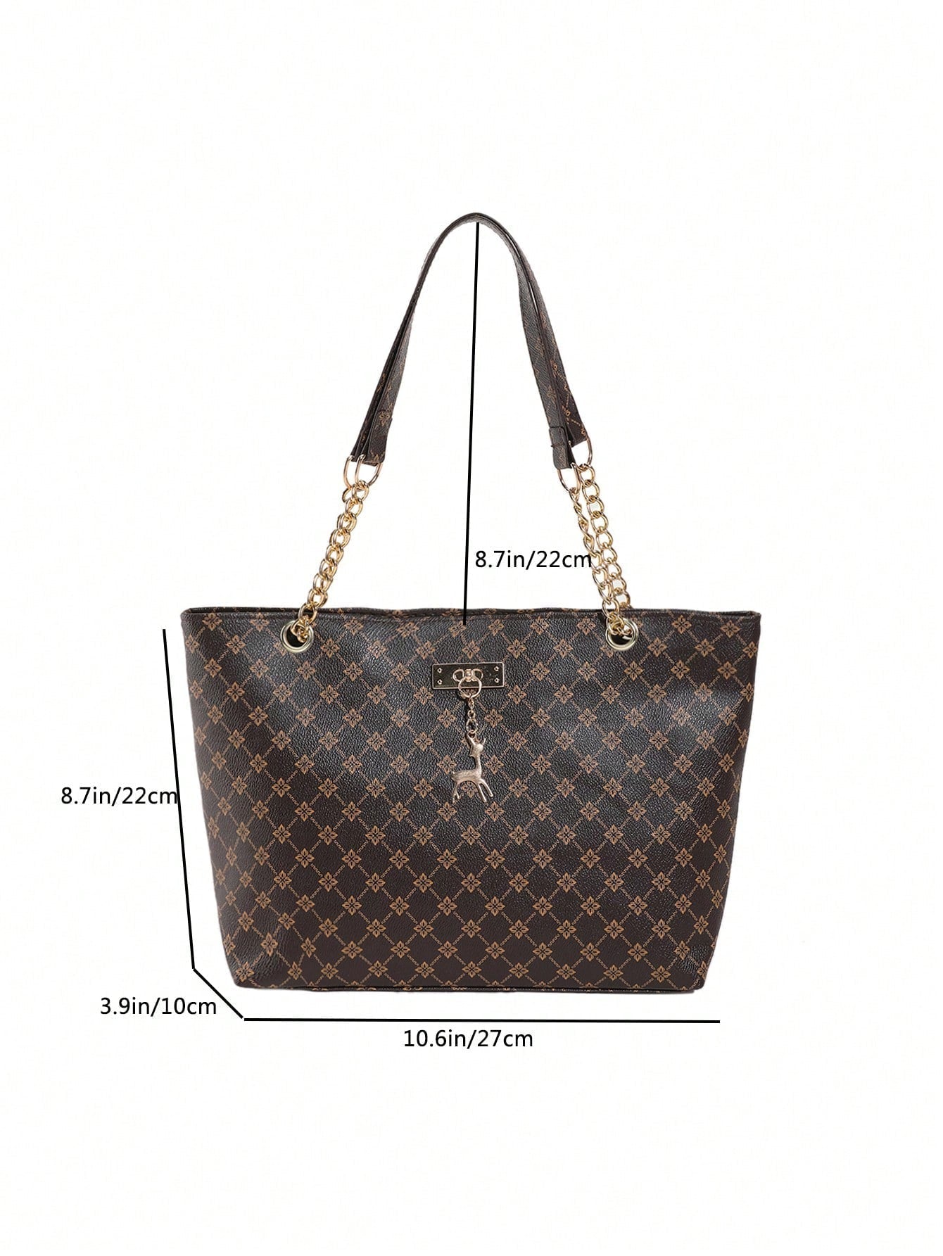 Vintage Retro All-Over Printed Large Capacity Casual Fashion Elegant Deer Pendant Student Tote Bag