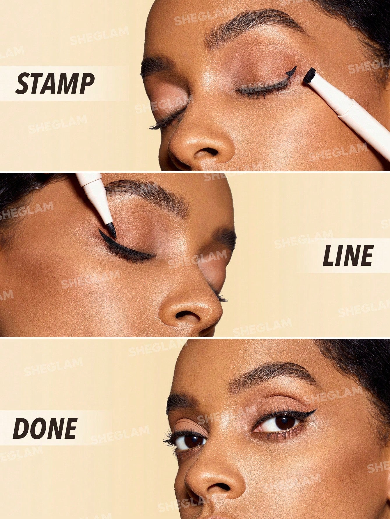 SHEGLAM Get Foxy Eye Stamp & Liner Pen 3 in 1 Waterproof Liquid Eyeliner Pencil Cat Eye Smudge-Proof Long-Lasting Easy to Use Eyeliner Beginner Eye Make up Black Friday Sale Eyeliner
