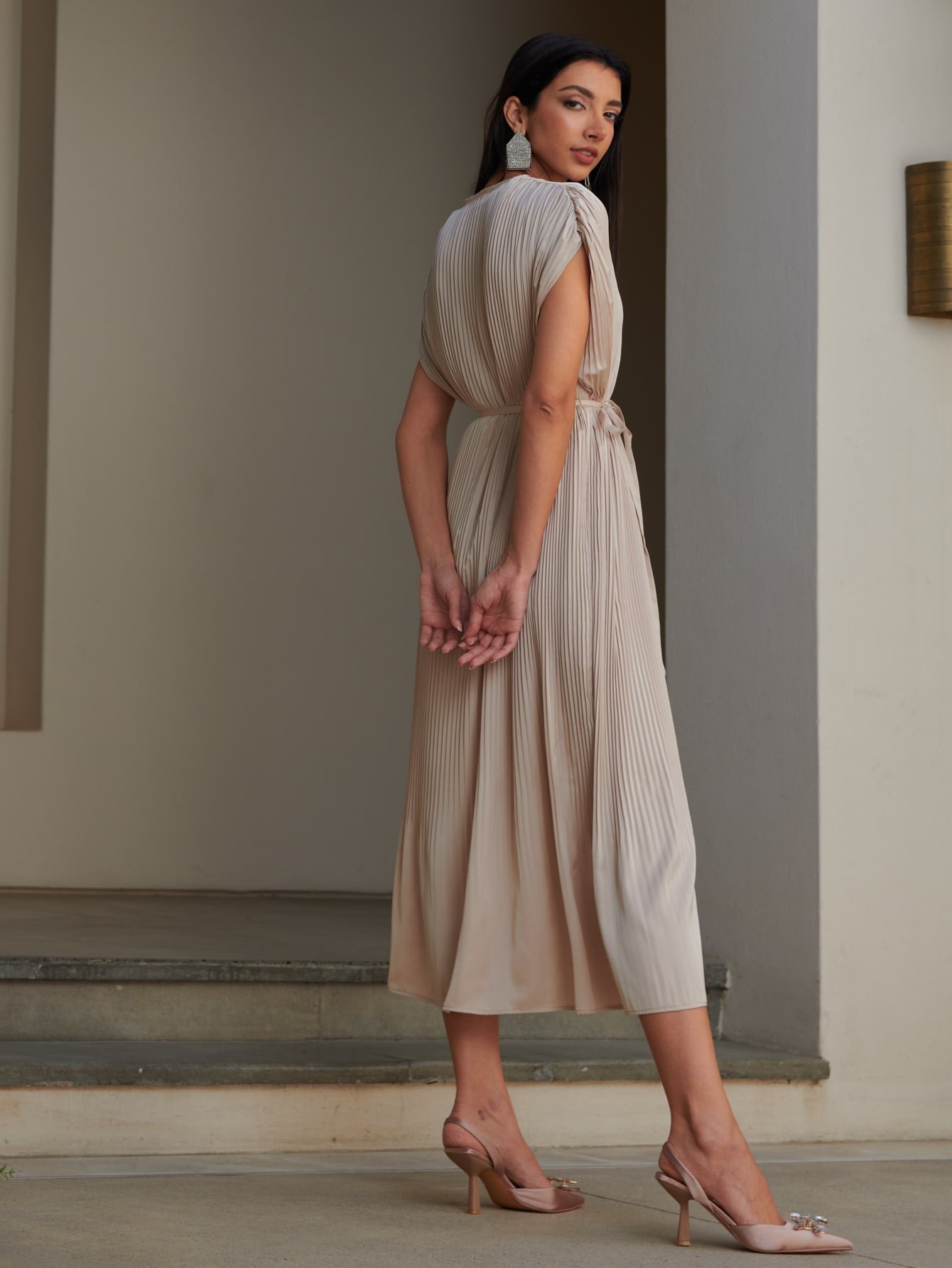 MOTF PREMIUM VISCOSE BATWING SLEEVE DRESS