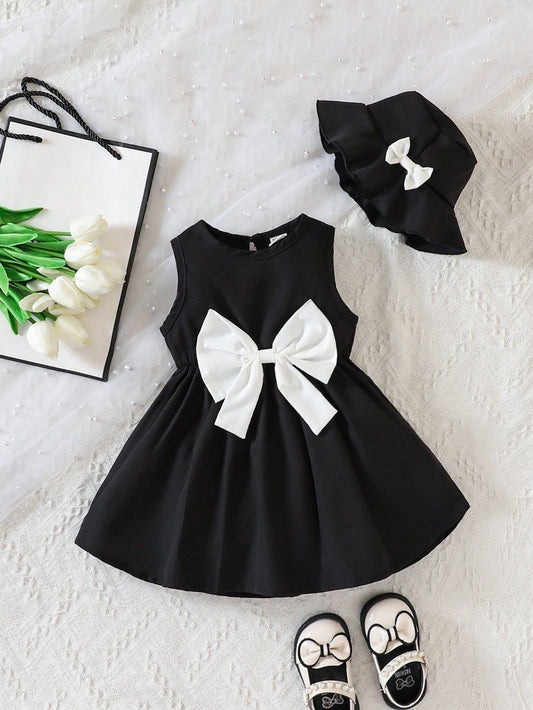 Baby Bow Front Dress with Hat