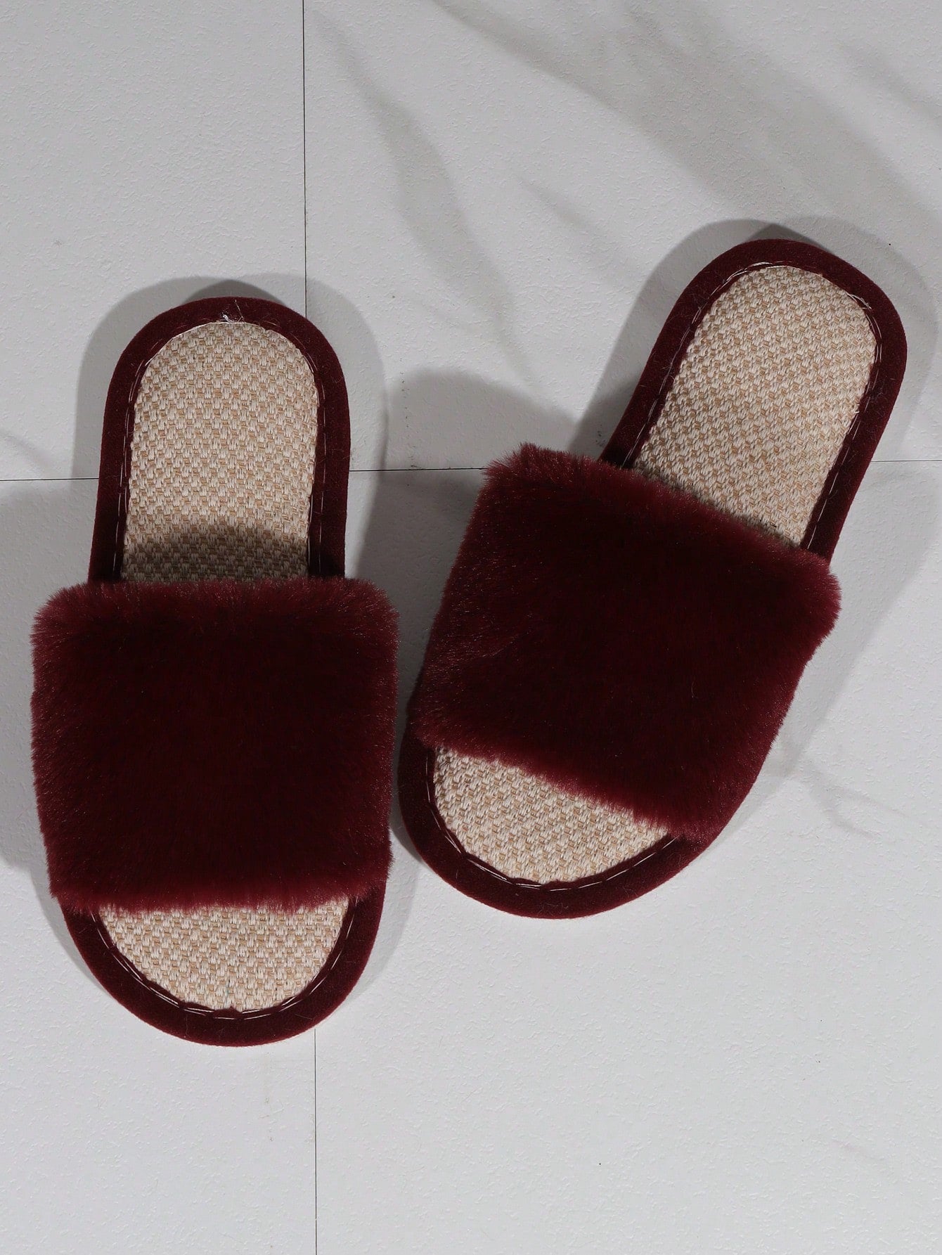 Women Minimalist Fuzzy Home Slippers, Fashion Black Bedroom Slippers