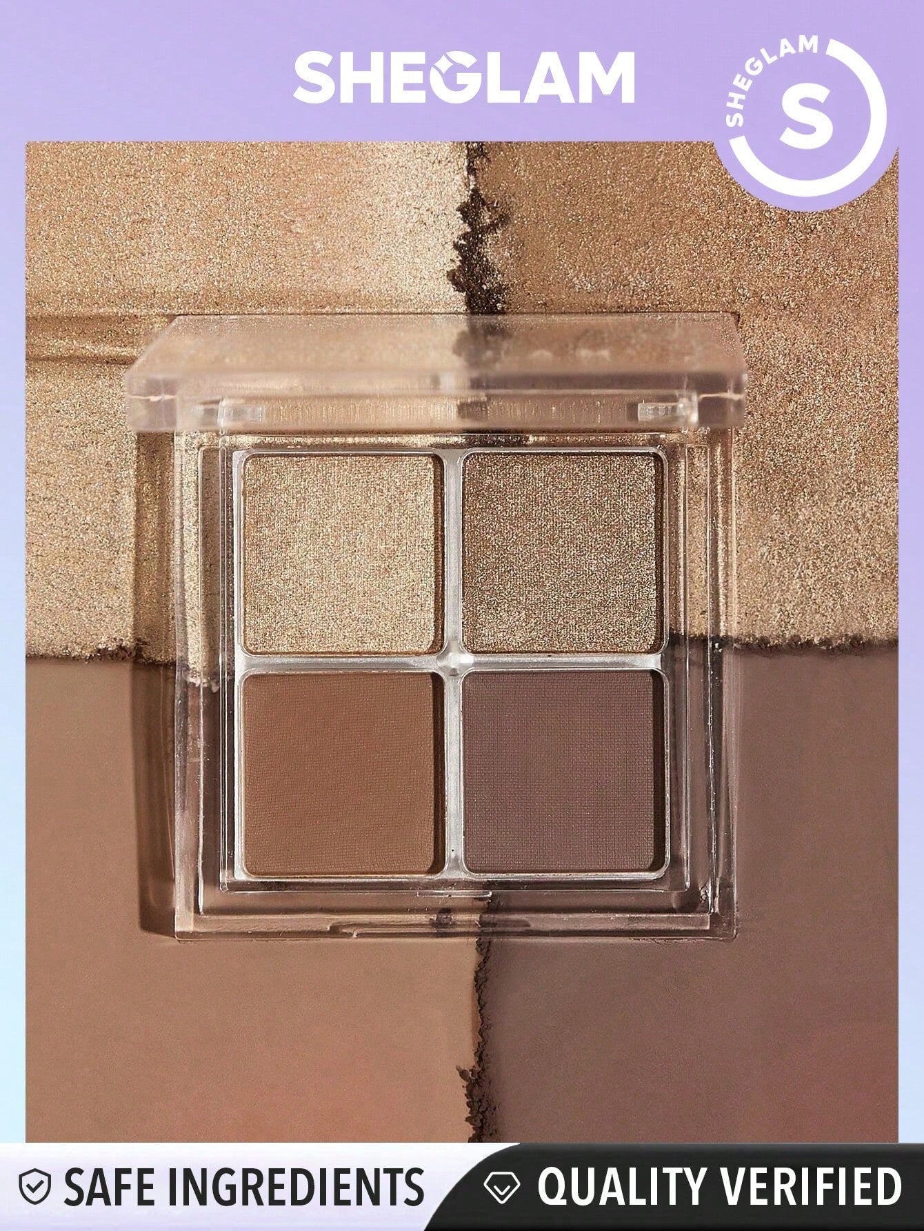 SHEGLAM Cosmic Crystal Eyeshadow Quad-Higher Self 4-Clolor Matte Glitter Eyeshadow Palette Gold Bronze Dark Chocolate High Shine Glitter Long Lasting Ultra Pigmented Smooth Blendable Eyeshadow Black Friday Winter Eyeshadow