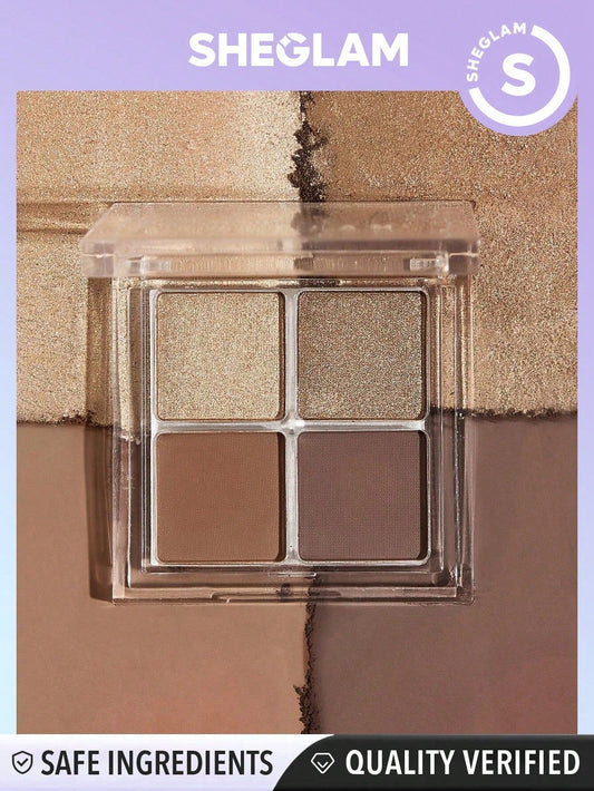 SHEGLAM Cosmic Crystal Eyeshadow Quad-Higher Self 4-Clolor Matte Glitter Eyeshadow Palette Gold Bronze Dark Chocolate High Shine Glitter Long Lasting Ultra Pigmented Smooth Blendable Eyeshadow Black Friday Winter Eyeshadow