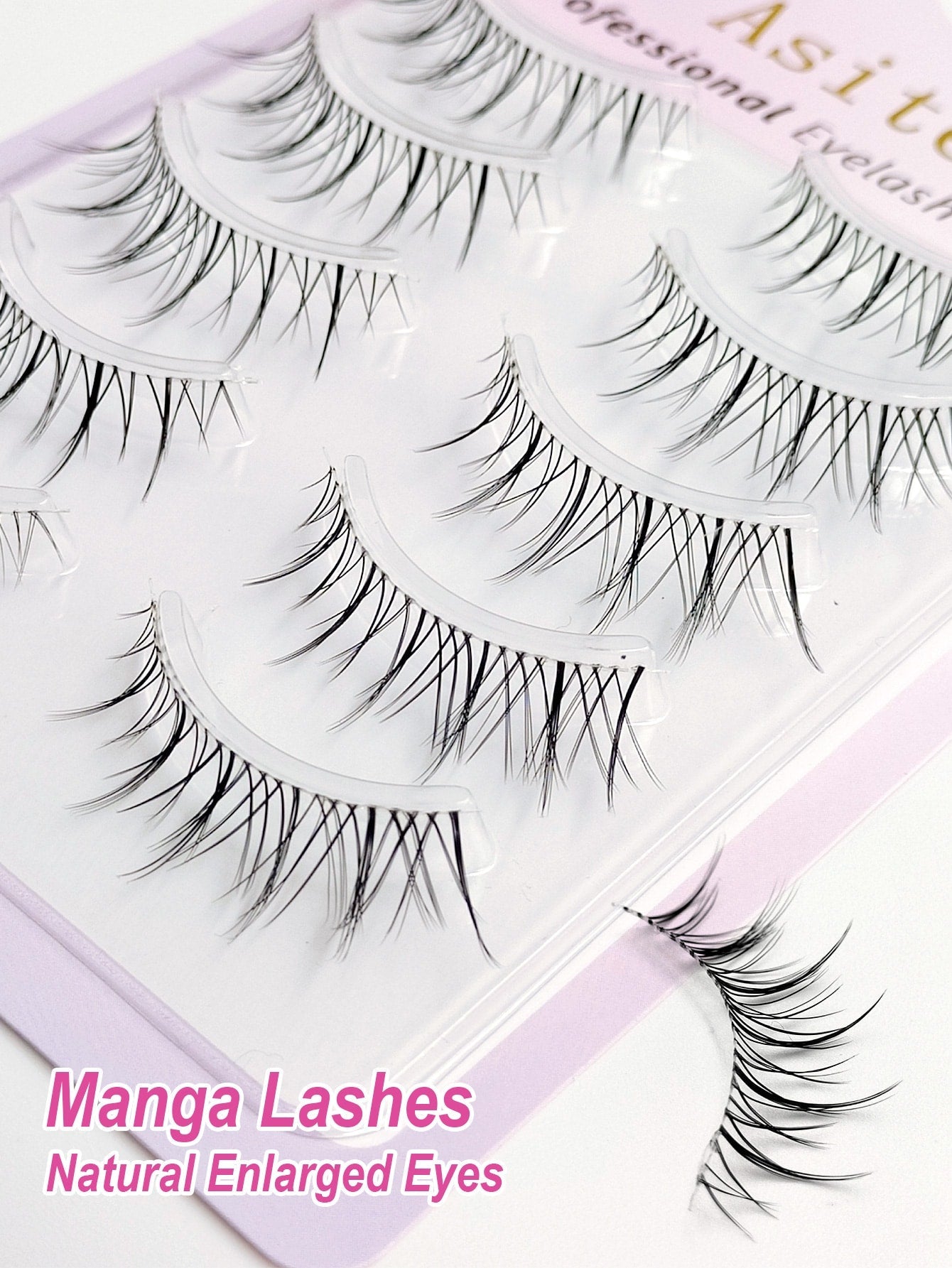 5 Pairs Manga False Eyelashes Transparent Stem Cross False Eyelashes Lashes Extensions Manga Anime Makeup Beauty Cosmetic